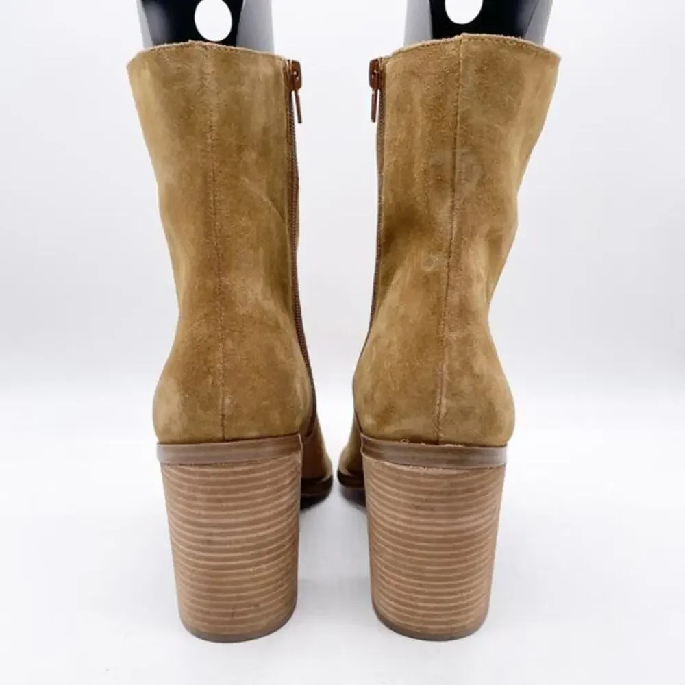 Steve Madden Women's Sparrow Ankle Bootie Brown Suede Side Zip Size‎ 11M